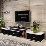 欧式茶几电视柜组合组装宜家客厅木质简约现代伸缩钢化玻璃电视柜