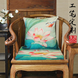 禅意佛教靠垫定做打坐坐垫中式棉麻布艺抱枕靠枕荷花红木沙发包邮