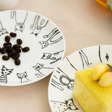 zakka餐具猫咪卡通陶瓷碟早餐盘创意菜盘子西餐牛排盘蛋糕水果碟