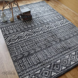巴洛克 简约时尚黑白条纹土耳其进口地毯 北欧卧室床边高端地毯