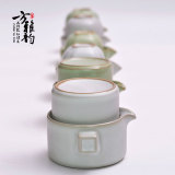 快客杯一壶一杯或两杯汝窑陶瓷旅行套装红茶茶具便携手抓壶可开片