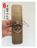 中式纯铜仿古 实木大门把手 回纹长方形 雕刻 衣柜门窗黄铜大拉手