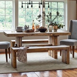 美式实木餐桌椅组合长方形饭桌复古做旧餐厅桌餐台工业风家具定制