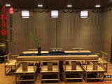 禅意新中式茶桌 会议桌餐桌茶道桌 免漆老榆木茶桌椅组合可定制