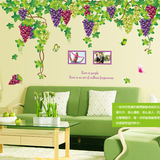大型墙贴 客厅沙发卧室电视背景墙落地窗装饰 清新彩色葡萄藤贴画