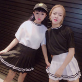 夏季韩国ulzzang学院风学生百褶裙半身裙+T恤短袖运动两件套装女