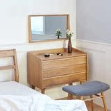 尚居日式全实木梳妆台橡木化妆桌原木镜子简约宜家小户型卧室家具