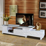 烤漆电视柜简约现代 小户型客厅电视柜组合钢化玻璃 可伸缩地柜