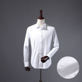 国内单 外贸原单剪标尾货 百搭翻领纯色休闲男士长袖衬衫白色衬衣