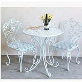 欧式铁艺桌椅三件套 休闲户外阳台庭院桌椅组合白色桌椅拆装茶几