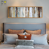 新中式现代简约床头长幅抽象装饰画样板客厅欧美沙发背景墙壁挂画