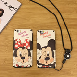 迪士尼米奇米妮苹果iPhone6S/6plus手机壳卡通情侣挂绳硅胶保护套