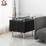 美式沙发边几角几 客厅简易小茶几小方桌创意小户型钢化玻璃边桌