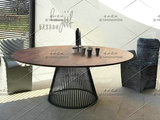 北欧个性创意家具设计师实木圆形餐桌简约原木工作桌洽谈桌咖啡桌