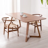 美式北欧实木餐桌椅组合原木电脑桌办公桌书桌会议桌椅咖啡厅桌椅
