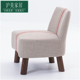 美式全实木矮凳布艺靠背椅子日式家用小沙发凳子简约试穿换鞋软凳