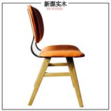 特价新源实木橡木铁椅餐椅单人布艺布面坐椅客厅会客办公椅书房椅