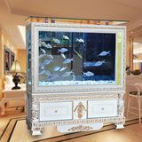 欧式鱼缸水族箱创意玻璃金鱼缸 屏风隔断1.2米水草缸烤漆带鞋柜