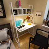 简约电脑桌带书架书桌组合家用台式办公桌卧室钢木桌学习桌写字台