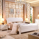 简约现代白色实木床1.8米 实木高箱床双人床 中式全实木床 储物床