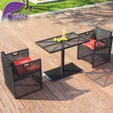 紫叶 户外低碳钢桌椅三件套 休闲室外庭院泳池聚会烧烤家具组合