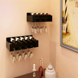 宜家实木红酒架壁挂木制酒柜展示酒架创意悬挂倒挂酒杯架葡萄酒架