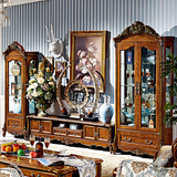 欧式酒柜实木 新古典家具 美式玻璃单双门酒柜组合隔断客厅