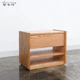 柴木坊 原创设计简约折叠红橡木日式床头柜换鞋凳床边柜子储物架