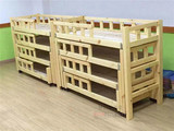 原木双层儿童床幼儿园推拉床樟子松四层午休床可折叠儿童木板床