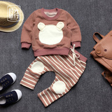 婴儿衣服男童春秋宝宝套装韩版潮1-2-3岁女童卫衣两件套2016新款