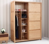 日式全实木大衣柜loft美式卧室家具收纳衣橱储物柜组合环保推拉