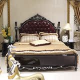 欧式真皮床 美式双人床新古典实木雕花卧室1.8米公主床大床婚床
