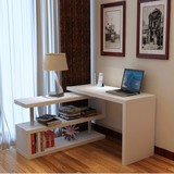 旋转多功能简易笔记本电脑桌带书架折叠台式转角家用办公简约现代