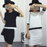 2016夏季新款韩版短袖套装裙子时尚修身运动短裙女包臀裤裙两件套