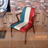 主题餐厅定制椅子复古美式实木做旧拼色餐椅loft工业风咖啡厅桌椅