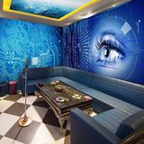 3D立体科幻科技墙纸壁画餐厅客厅咖啡奶茶店办公室工业风隧道壁纸