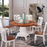 米荷家居品牌 客厅家具实木橡木餐桌椅子组合 圆饭桌凳家用 特价