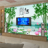 3D立体壁纸客厅沙发竹子无缝电视背景墙布唐韵山水情墙纸大型壁画