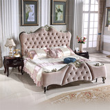 欧式卧室双人床现代简约新古典实木雕花布艺床田园法式公主床婚床