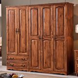 柏木全实木衣柜 美式原木衣柜 纯实木二门三门衣柜组合带抽储物柜