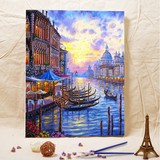数字油画diy手绘客厅情侣花卉欧式风景大幅数码画 在水一方威尼斯