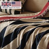 美国旗纯棉线毯沙发巾 北欧宜家沙发毯床尾毯 桌布地毯单人沙发垫