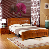 实木床现代新中式实木高箱床婚床储物床双人床 美国红橡木橡胶木