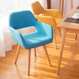 宜家设计师餐椅现代简约电脑办公实木布艺咖啡餐厅椅子休闲伊姆斯