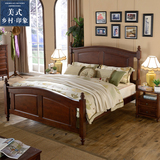 美式乡村实木床现代地中海欧式简约双人床1.5 1.8米田园卧室婚床