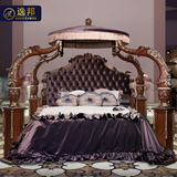 逸邦家具全实木床欧式床奢华雕花双人床2米2.2米大床四柱床豪华床