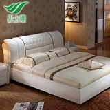 头层真皮床现代简约时尚大床皮艺床婚床1.8米双人床软床家具送货