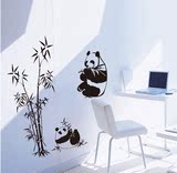 中国风竹子熊猫墙贴卧室书房幼儿园学校创意装饰温馨卧室墙壁贴画