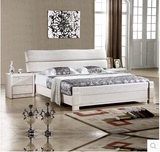 双人床白色全实木床榆木床1.8米1.5米气压床储物高箱床大床婚床床