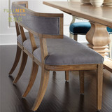 美式复古实木餐厅椅 单双人布艺沙发椅 别墅多人位靠背家用休闲椅
